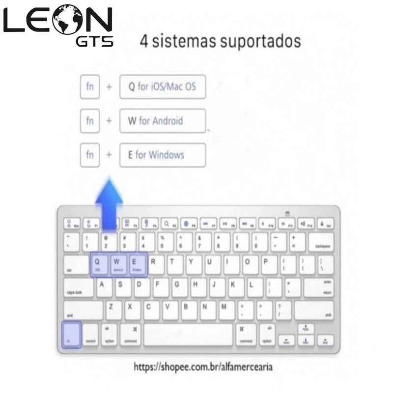 Teclado Bluetooth Alta Qualidade - Cor Branco - LEON GTS - JP50